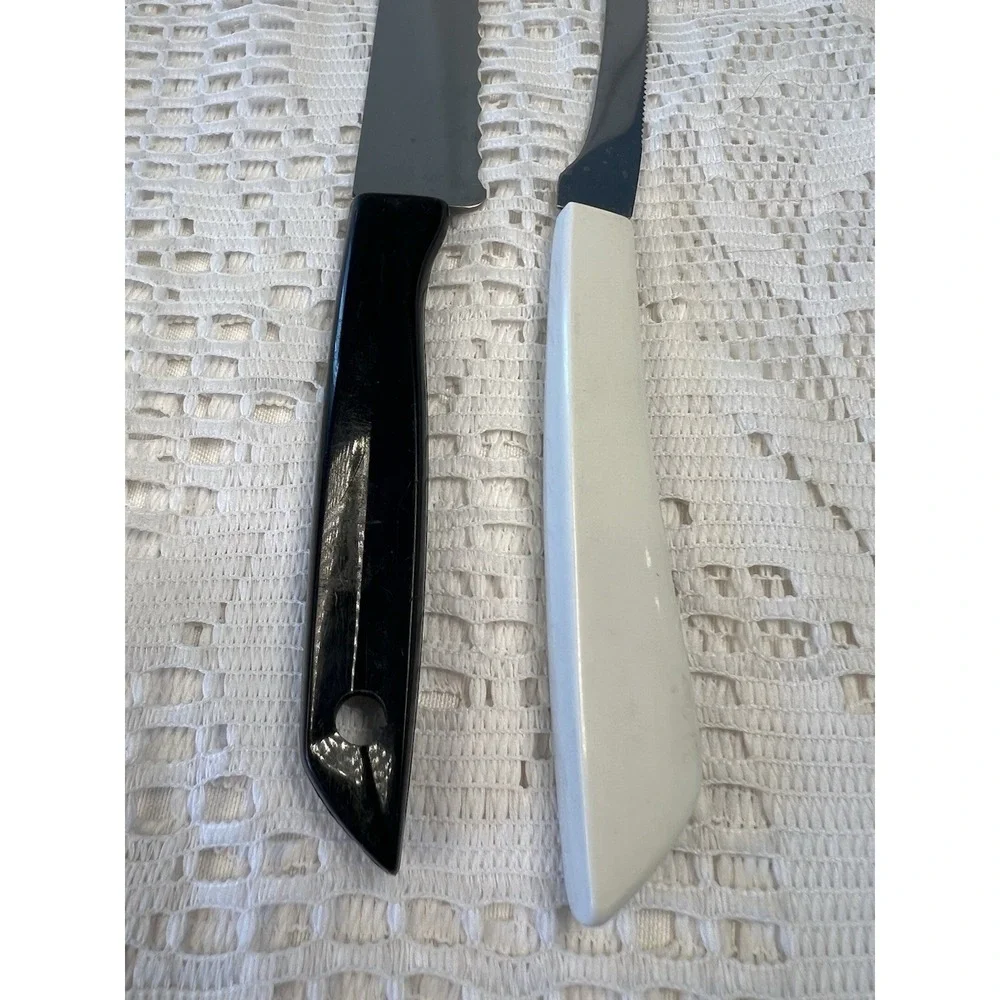 VTG EKCO Stainless Steel USA Steak Knives Black & White Handles 2 Styles